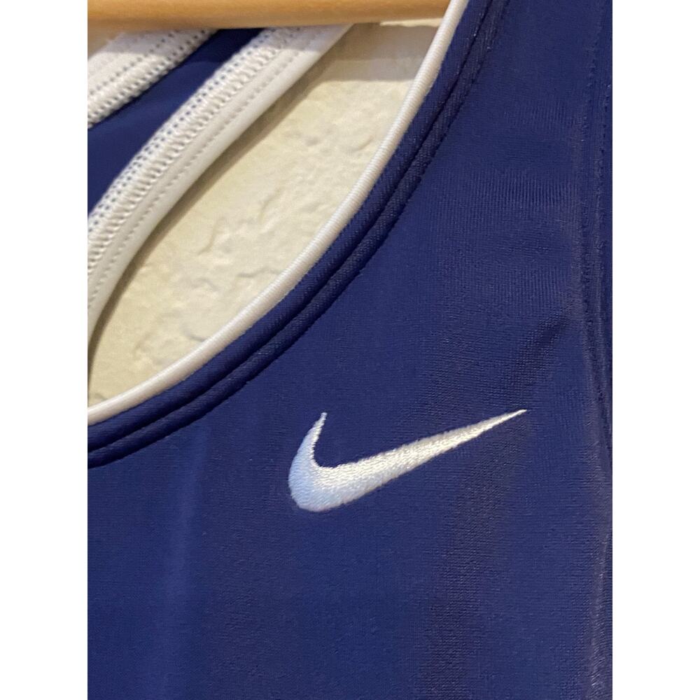 Nike Onepiece Swimsuit Powerback Sz M Blue Embroidered‎ Swoosh Dive Swim NWOT - Picture 2 of 8